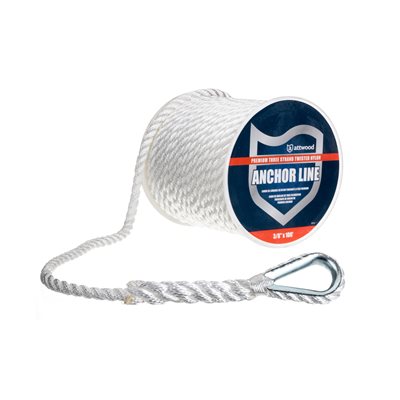 ATTWOOD 11734-1 TWISTED NYLON ANCHOR LINE 3 / 8in x 100ft