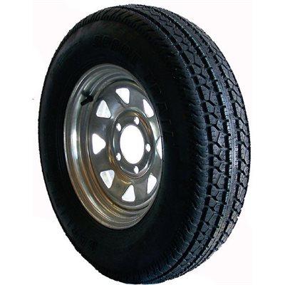 TREDIT TIRE & WHEEL ST205 / 75D14C TIRE ON 5 HOLE SPOKED GALVANIZED WHEEL