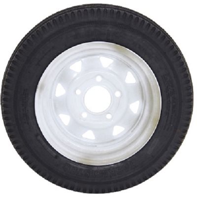 TREDIT TIRE & WHEEL 530 x 12 LOAD RANGE C TIRE ON 5 HOLE WHITE SPOKED WHEEL