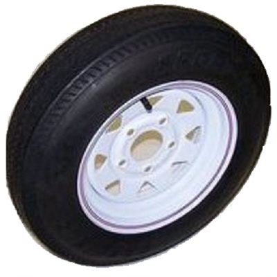 TREDIT TIRE & WHEEL ST175 / 80D13 LOAD RANGE C TIRE ON 5 HOLE WHITE SPOKED WHEEL